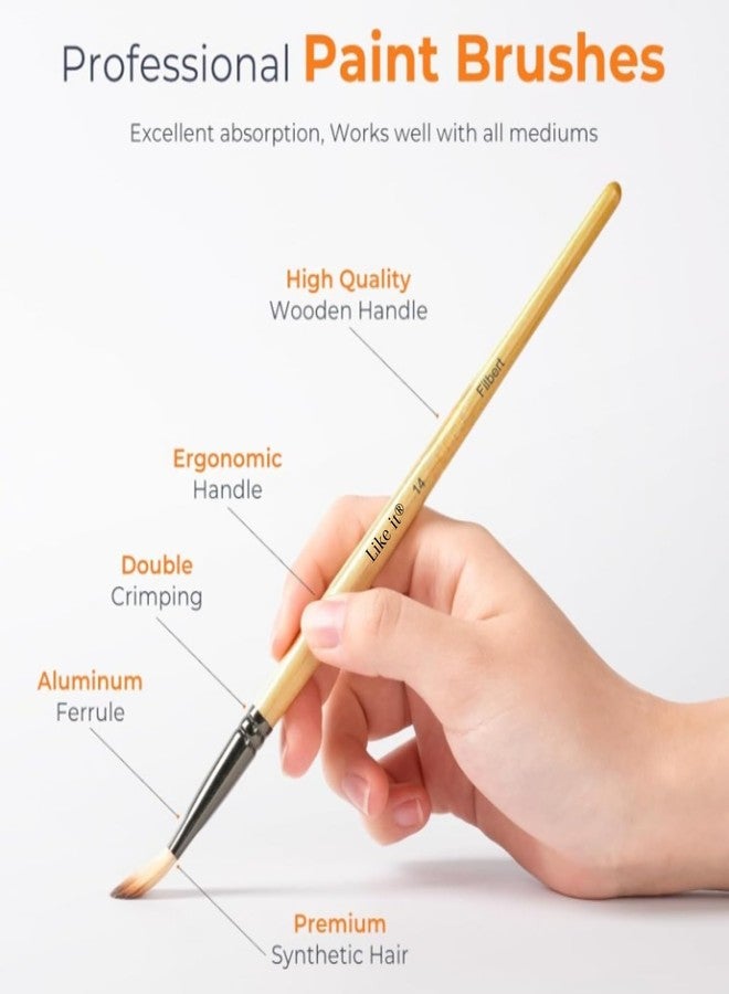 Like-It Like it® 24 Pieces Professional Artist Paint Brush Set with Roll-Up Case | Premium Synthetic Bristles | Acrylic, Oil, Watercolor, Gouache Painting Brushes for Artists, Students & Hobbyists - Image 2